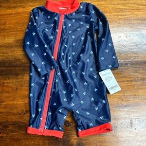 Carters Blue Star Rash‎ Gaurd Size 6-9 Months
